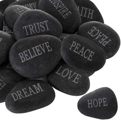 Vista 8 de 12 piedras para bricolaje grabadas inspiradoras piedras de jardín pulidas inspiradoras, estimulación natural, decoración curativa personalizada
