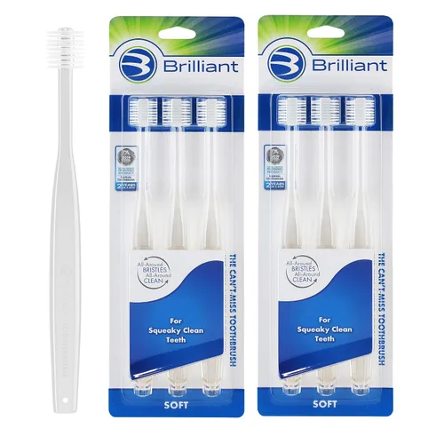 Vista 16 de Brilliant Oral Care - Cepillo de dientes para adultos con cerdas suaves, cabeza redonda y limpieza completa para dientes y encías, azul, 1 paquete
