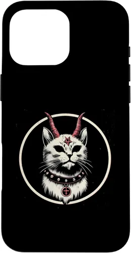 Vista 19 de Funda para iPhone 17 de Baphomet Satánico Oculto de Gato del Diablo