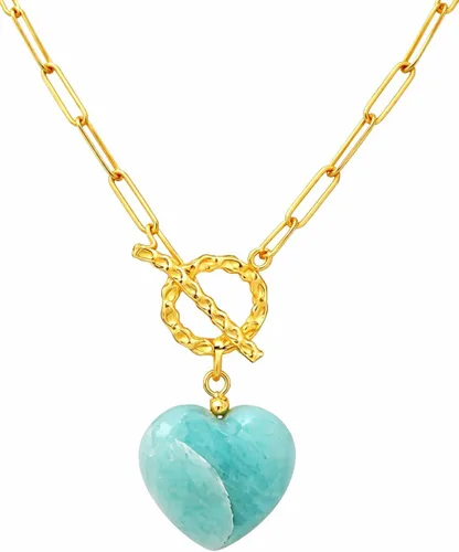 Vista 13 de Gempires Collar de corazón de gemas con cierre frontal para mujer con cadena de clip dorado, joyería con cierre de palanca para mujer, regalo