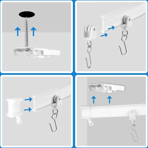 Vista 5 de Riel de cortina de techo flexible y flexible, riel de techo curvado para cortinas, divisor de habitación, sistema de riel de techo (6.6 pies)