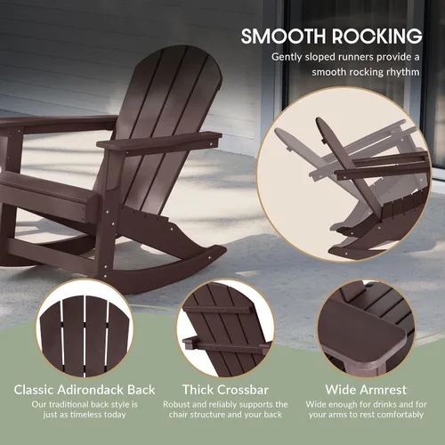 Vista 74 de WestinTrends Silla mecedora Malibu de poliéster para exterior/patio Adirondack, Negra