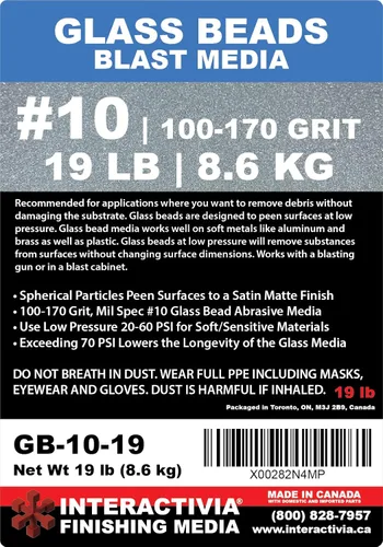 Vista 6 de Cuentas de vidrio #10 – 19 lb o 19.0 lbs – Medios abrasivos de voladura (extra finos) 100-170 malla o grano – Especificaciones no 10 para gabinetes