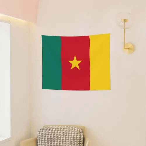 Vista 4 de Rqwaaed Tapiz de bandera de Camerún adorna perfectamente la pared de 29 x 37 pulgadas
