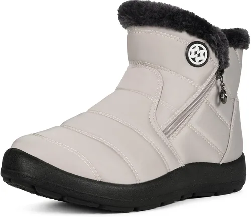 Vista 5 de Eagsouni Botas de nieve para mujer, botines de invierno para mujer, con forro de piel cálida, botines gruesos con cremallera, zapatos planos