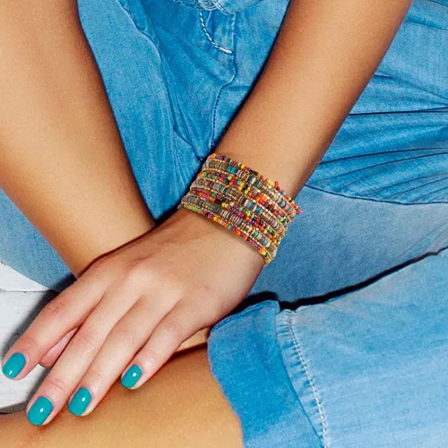 Vista 2 de Pulsera de oro con lentejuelas multicolores lentejuelas estilo bohemiaSPUNKYsoul