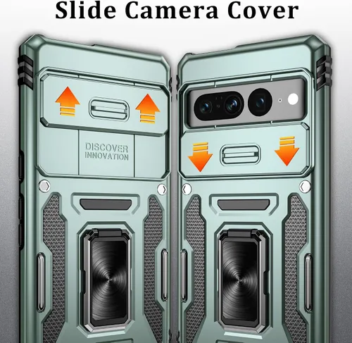 Vista 3 de Funda para Google Pixel 7 Pro, con cubierta deslizante para cámara y protector de pantalla HD, [probado contra caídas de grado militar] Funda