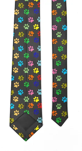 Vista 4 de JUDIAN Corbatas de moda para hombre, corbatas novedosas para cada atuendo IMPRESIÓN DE PATA (ANIMAL PAW PRINT)
