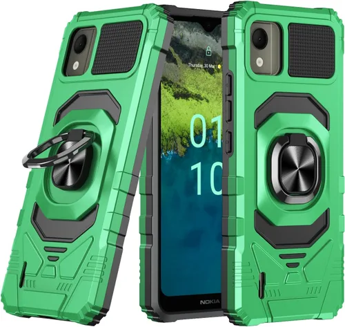 Vista 9 de Funda para Nokia C110 con protector de pantalla de vidrio templado (cobertura máxima), protección de cuerpo completo [grado militar], funda BK
