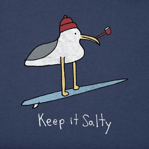 Vista 3 de Life is Good Camiseta Crusher para hombre, camisetas gráficas de algodón de manga corta, Keep It Salty Seagul
