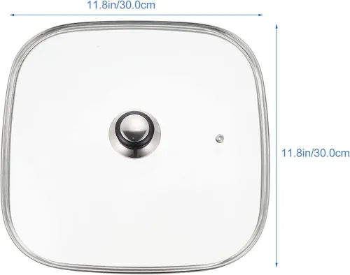 Vista 2 de UPKOCH Tapa cuadrada de vidrio templado con perilla redonda, cúpula de plancha transparente para olla, protector de cacerola, utensilios de cocina