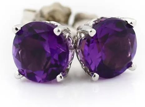 Vista 2 de Aretes de oro blanco macizo de 14 quilates, 0.236 in redondos cada uno