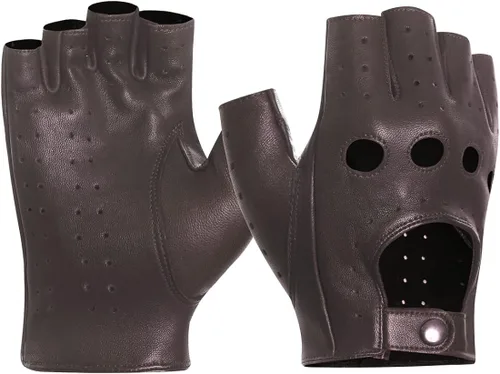 Vista 4 de Harssidanzar Guantes de conducción de cuero sin dedos para hombre con piel de cordero sin forro, GM032 US