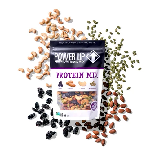 Vista 5 de Power Up Protein Packed Trail Mix Gourmet Nut - Mezcla de frutos secos sin OMG, vegana, sin gluten, apta para dietas cetogénicas y paleo, sin