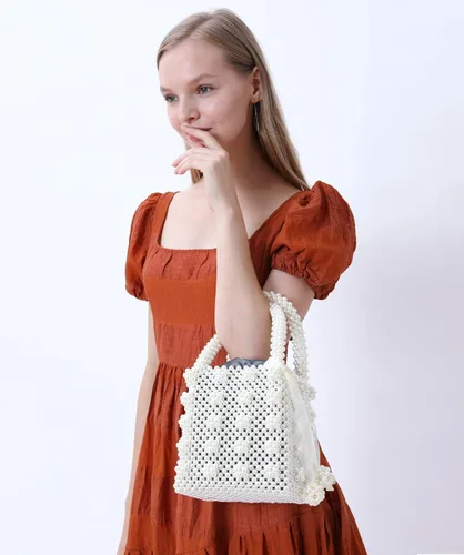 Vista 6 de Miuco Bolsos de mano con cuentas para mujer hechos a mano con perlas de cristal