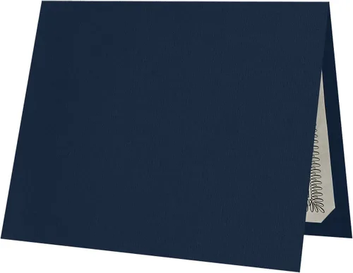 Vista 7 de LUXPaper Porta certificados de 9.5 x 12 pulgadas, lino azul náutico, borde de lámina dorada en relieve, cubierta de 100 libras, 25