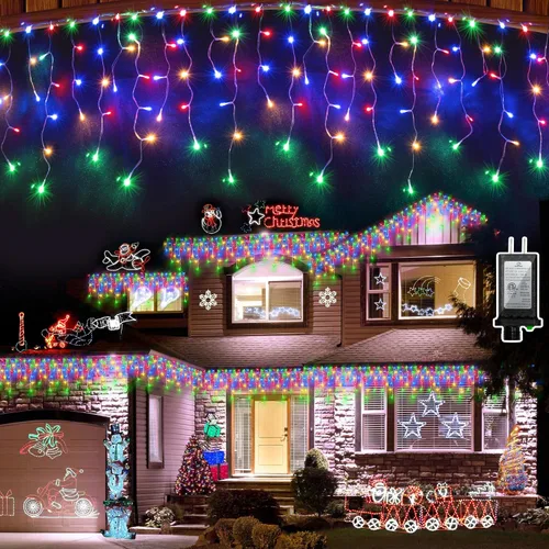 Vista 23 de Luces de carámbano de Navidad para exteriores, 60 pies, 612 luces LED, multicolor
