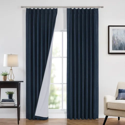 Vista 16 de Vision Home Cortinas marrones con pliegues pinzados, opacas completas, cortinas de ventana de lino mezclado para oscurecer la habitación, cortinas