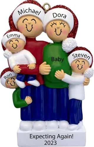 Vista 8 de Adorno de Navidad para bebé en espera personalizado 2025 – Adorno personalizado para anuncio de embarazo, recuerdo para la familia, decoración