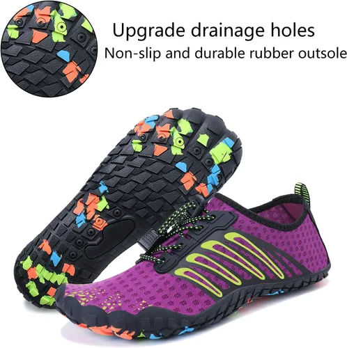 Vista 6 de MAYZERO Zapatos de agua para hombres y mujeres, zapatos de surf, playa, piscina, zapatos de punta ancha, senderismo, zapatos de agua, zapatillas