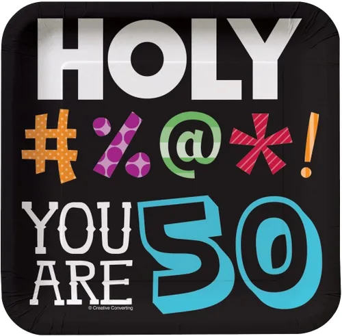 Vista 4 de Creative Converting 8 platos cuadrados de postre de Holy Bleep para cumpleaños de 30 años