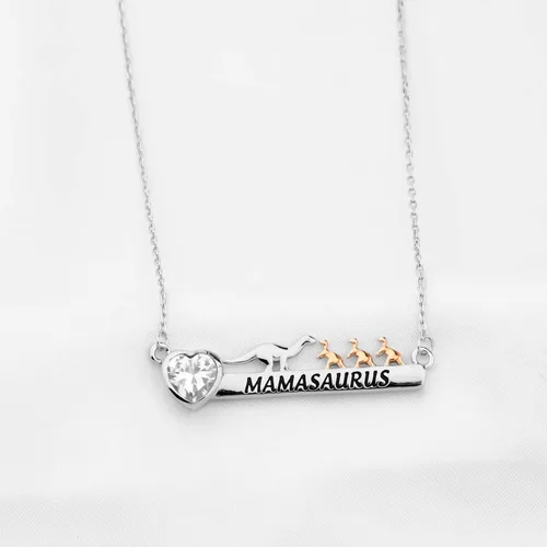 Vista 3 de CYTING - Collar de dinosaurio con circonita cúbica, diseño de dinosaurio