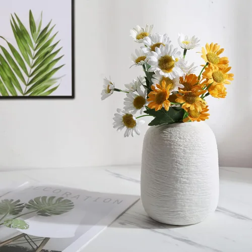 Vista 2 de Jarrones blancos, jarrón minimalista, jarrón de cerámica, moderno jarrón de flores para decoración del hogar, se adapta a todas partes, la mejor