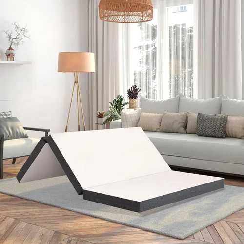 Vista 10 de Colchón plegable, colchón de espuma viscoelástica de gel de tres pliegues, colchón plegable portátil con funda lavable y parte inferior