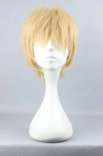 Vista 2 de COSPLAZA. Peluca corta para cosplay, rubia, para hombre y mujer.
