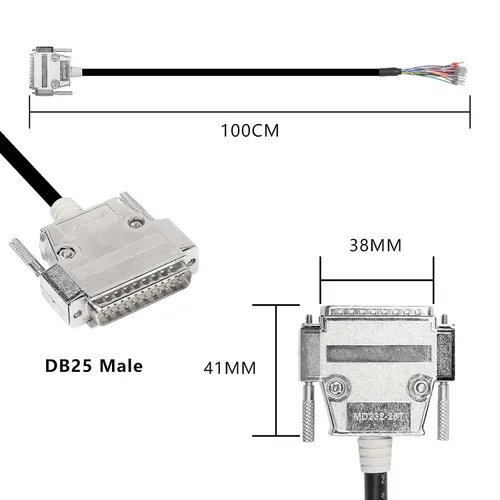 Vista 2 de XMSJSIY DB25 Adaptador de conector RS232 Cable de extensión serie de 25 pines sin soldadura, cable de repuesto de puerto de 25 pines con cable