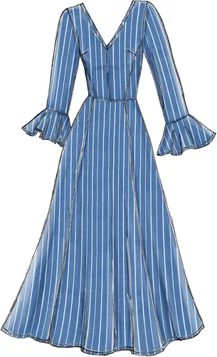 Vista 5 de Vogue V9328E5 Easy Women's Flared Sleeve Dress Sewing Patterns, Sizes 14-22, White