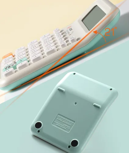 Vista 7 de UNIONE Calculadora Panda con LCD brillante, escritorio portátil de doble alimentación. Color. Negocios, oficina, escuela secundaria... (beige)