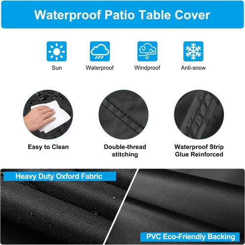 Vista 4 de Funda rectangular para mesa auxiliar, 100% impermeable, 46 x 26 x 13 pulgadas, funda para muebles de comedor, mesas de centro de picnic, sillas