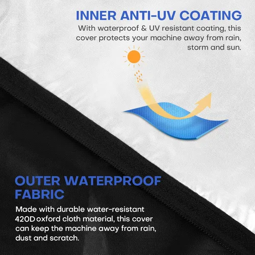 Vista 3 de ANMINY Funda para lavadora para carga frontal superior, impermeable para exteriores, resistente al polvo, al sol, resistente al viento, cremallera
