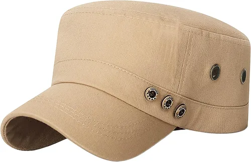 Vista 16 de Gorra militar unisex, estilo cadete, ajustable, de algodón lavado, con parte superior plana, gorra de béisbol