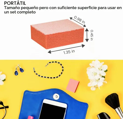 Vista 3 de Karlash Mini lima de bloque de tampón naranja para uñas, grano 80/100, 2 caras (130 unidades)