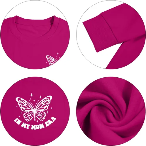 Vista 7 de Sudadera con texto en inglés "In My Mom Era" para mujer, sudadera casual con estampado de letras y manga larga