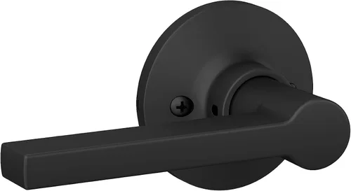 Vista 4 de Palanca recta con manija de puerta simulada de moldura redonda, acabado negro mate, paquete de 4