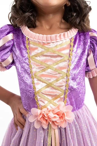 Vista 3 de Little Adventures Rapunzel - Vestido de fiesta de princesa, lavable a máquina, disfraz de juego de simulación para niños, sin purpurina