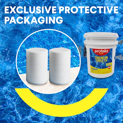Vista 2 de PROFELIZ Tabletas de cloro de 3 pulgadas para piscinas, mata bacterias y detiene algas, disolución lenta, embalaje protector exclusivo, tabletas