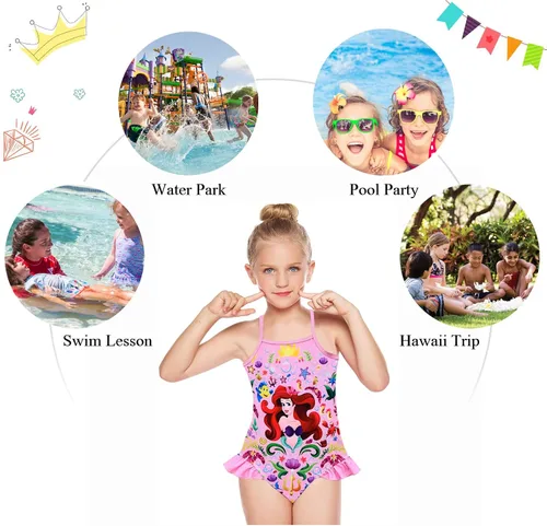 Vista 7 de Trajes de baño de princesa sirena para niñas 3-10 años