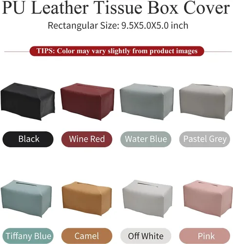 Vista 5 de Livelab Funda para caja de pañuelos, moderna y decorativa, de piel sintética, rectangular, organizador para encimera de tocador, mesitas de noche
