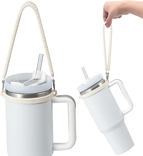Vista 9 de Asa de Botella de Agua, Correa de Botella de Agua de Silicona, Portabotellas, Soporte con Correa, Se Ajusta a la Mayoría de Botellas de 8-40oz