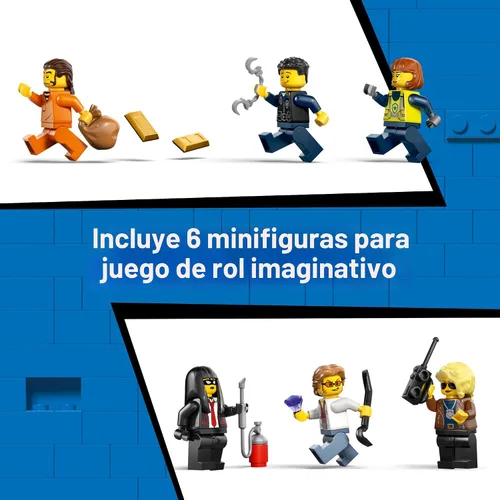 Vista 6 de LEGO City Police Train Heist - Juego de tren con juguete de coche de policía para niños y niñas, a partir de 7 años, juego de simulación para niños
