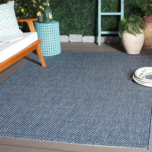Vista 35 de SAFAVIEH Alfombra Lavable para Exteriores Colección Courtyard - 2'3" x 5', Azul Aqua y Gris, No Desprende Pelusa y Fácil Limpieza, Ideal para Patio