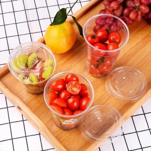 Vista 4 de EDI Vasos de plástico PET desechables transparentes de 10 onzas, duraderos, resistentes a las grietas, sin BPA, apilables, paquete de 100