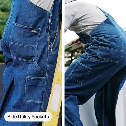 Vista 5 de Berne Overol con peto lavado adoquín para hombre