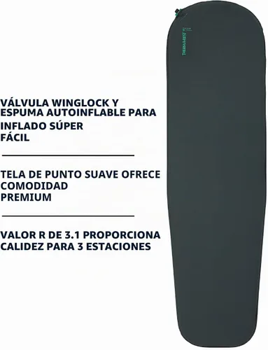 Vista 3 de Therm-a-Rest Trail Scout - Colchoneta autoinflable para acampar y mochilero, regular, 72 x 20 pulgadas