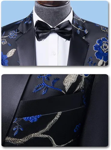 Vista 4 de Trajes de hombre con un botón chaqueta floral de 2 piezas chaqueta y pantalones