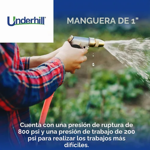 Vista 4 de Underhill UltraMax - Manguera de agua comercial para jardín, resistente, goma, flexible, antitorceduras, 200 psi de WP, 800 psi BP, H10-125R, 1